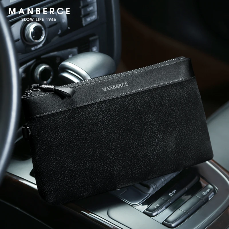 MANBERCE мужская деловая вместительная сумка клатч из натуральной кожи сумки