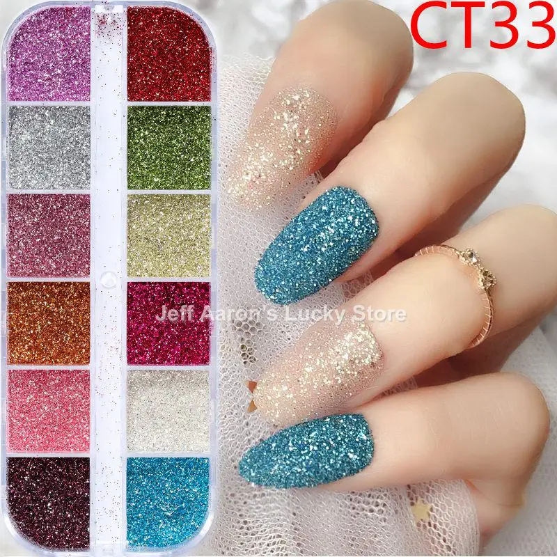 CT33 1 коробка, Смешанные Лазерные звездочки, сердце, блестки для ногтей, блестки, наклейки для дизайна ногтей, аксессуары для маникюра, акриловый набор для ногтей - Цвет: CT33