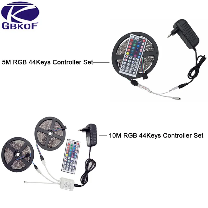 Светодиодная лента 5050, белая, теплая, белая, RGB, 5 м, 10 м, Светодиодная лента, Диодная лента, лента 12 В, светодиодный светильник с адаптером питания 12 В постоянного тока