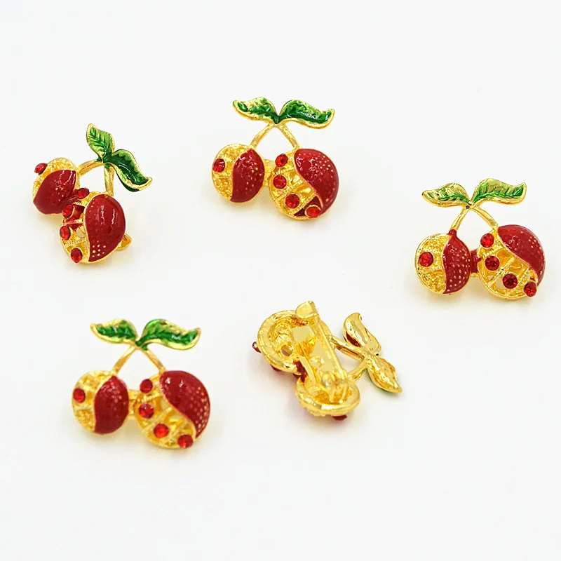 Элегантная эмалированная заколка золотого цвета из сплава с красными