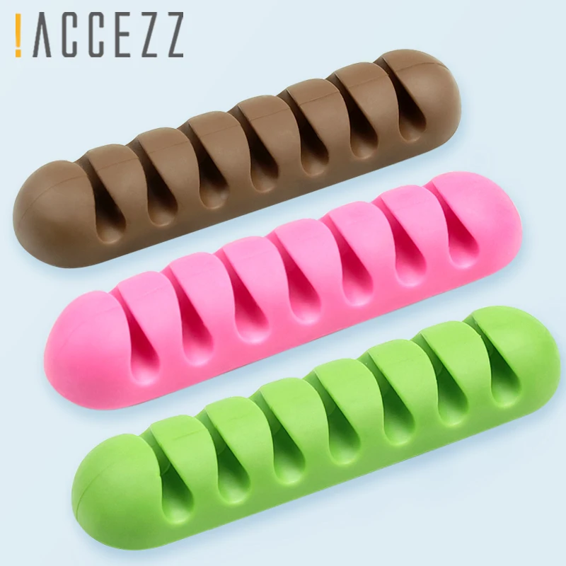 ! ACCEZZ органайзер для кабеля с 7 отверстиями силиконовый держатель USB гибкие зажимы