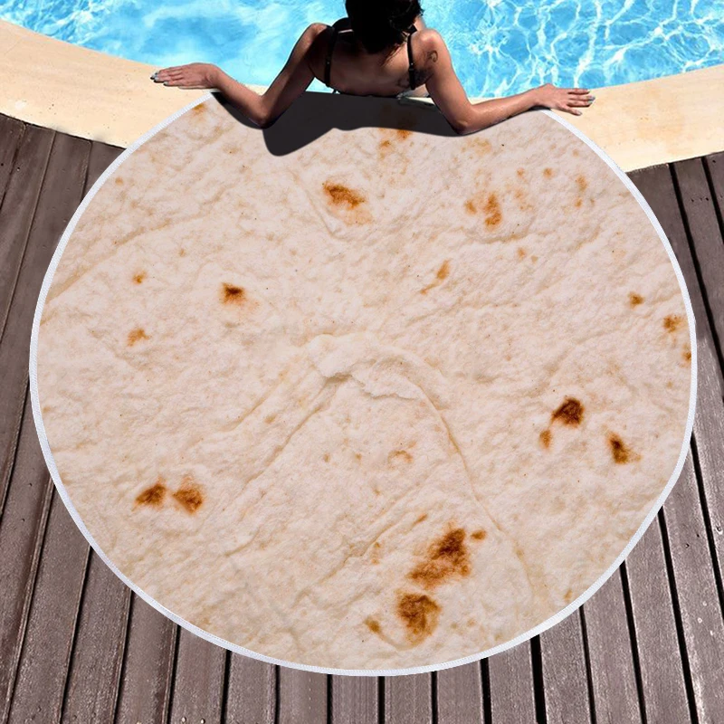 Круглое пляжное полотенце Burrito Tortilla Be a Giant Human или Taco |