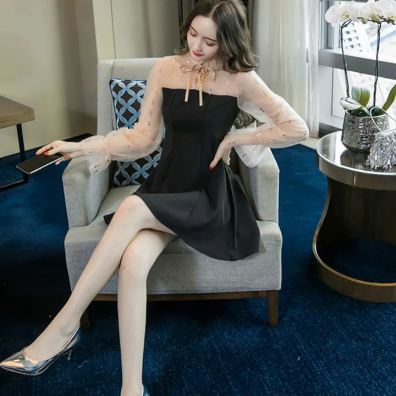 Женское кружевное мини-платье в Корейском стиле повседневное винтажное с