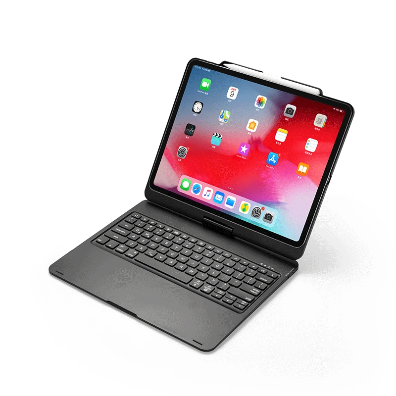 Для iPad Pro 12,9 вращающийся на английском языке Bluetooth клавиатура чехол 7 цветов подсветка клавиатуры с кожаный жесткий чехол для планшета