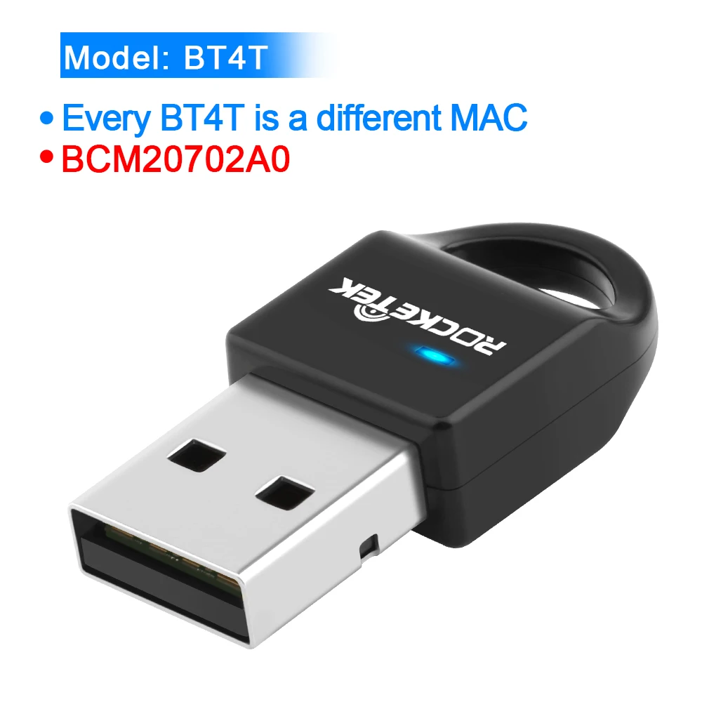 BT4T Rocketek Broadcom CSR 4,0 A2DP Bluetooth адаптер USB ключ для ПК компьютерный динамик аудио/ps4 контроллер/приемник передатчик - Цвет: BT4T