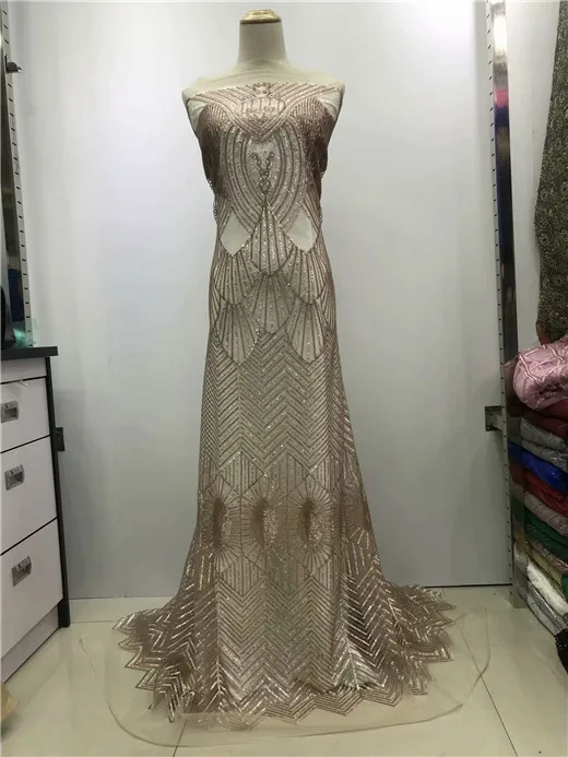 2018 high quality african lace fabric royal blue french gold sequin white apricot nigerian fabrics red | Дом и сад