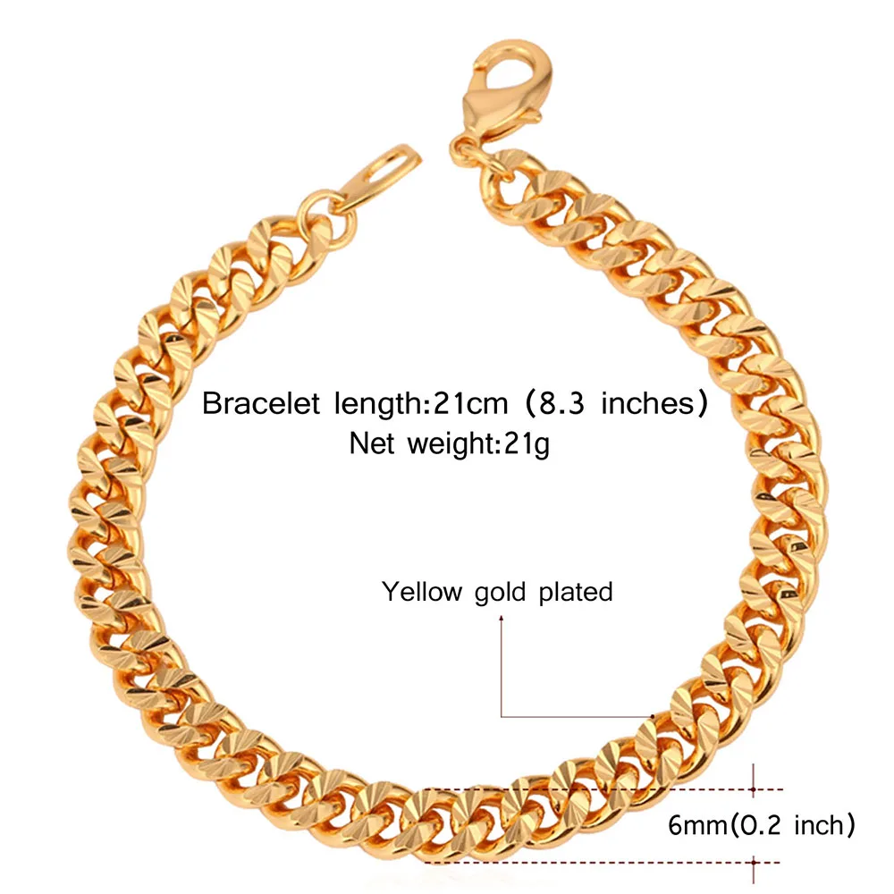 Женские и мужские звеньевая цепь браслет ювелирные изделия 3 Ciolors желтого