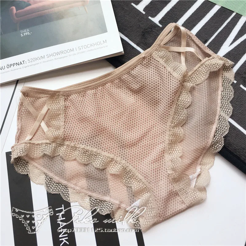 SP & CITY сексуальные бесшовные трусики из молочного шелка кружевные с оборками