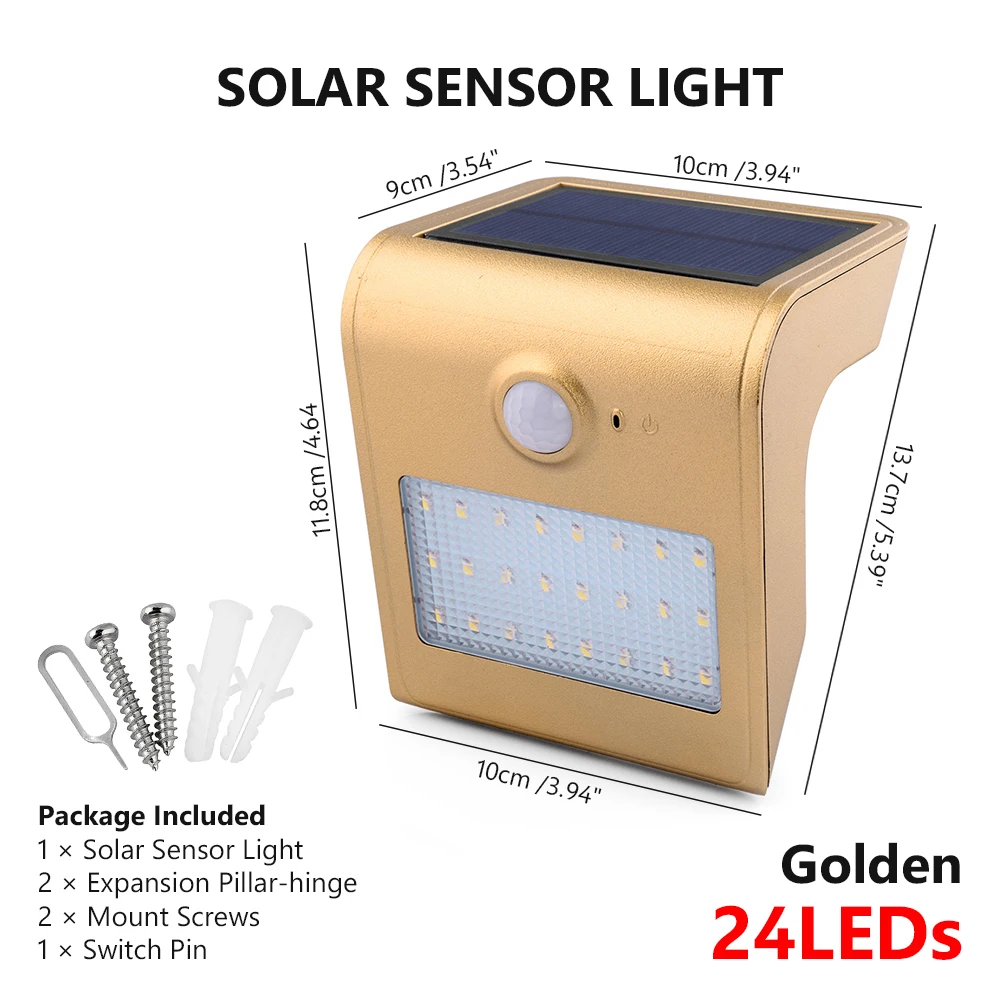TSLEEN 1/2/4 шт. затемнения Солнечный свет 24leds солнечной лампы белый 6000 К наружного освещения движения PIR Сенсор проход забор лампы