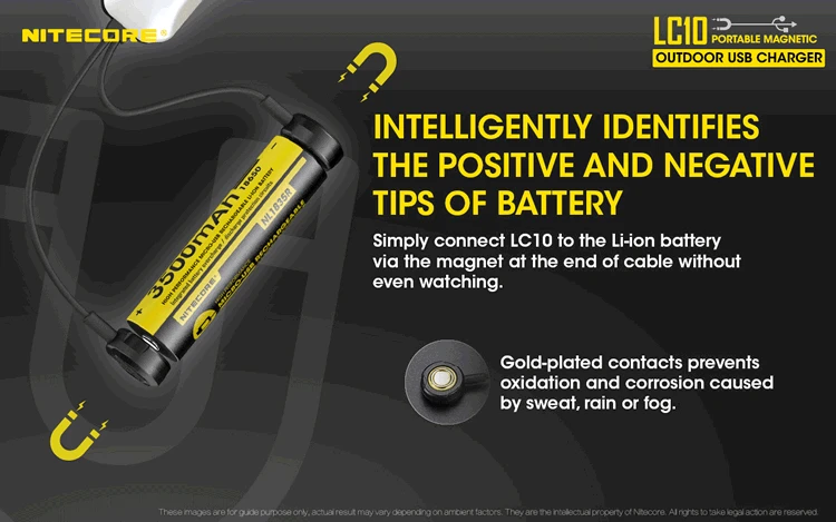 Nitecore уличная Мощность смарт почти все виды литий-ионная батарея LC10 портативное магнитное USB зарядное устройство и внешний аккумулятор без батареи