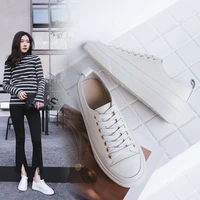 vangull genuine leather shoes 2021 autumn cow leather flat bottom loafers white shoes ladie sneakers vulcanized shoes