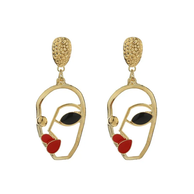 Хит продаж простые женские серьги с человеческим лицом металлические для