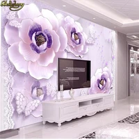 beibehang custom wallpaper 3d stereoscopic dream purple flower tv backdrop wallpaper living room bedroom murals papel de parede