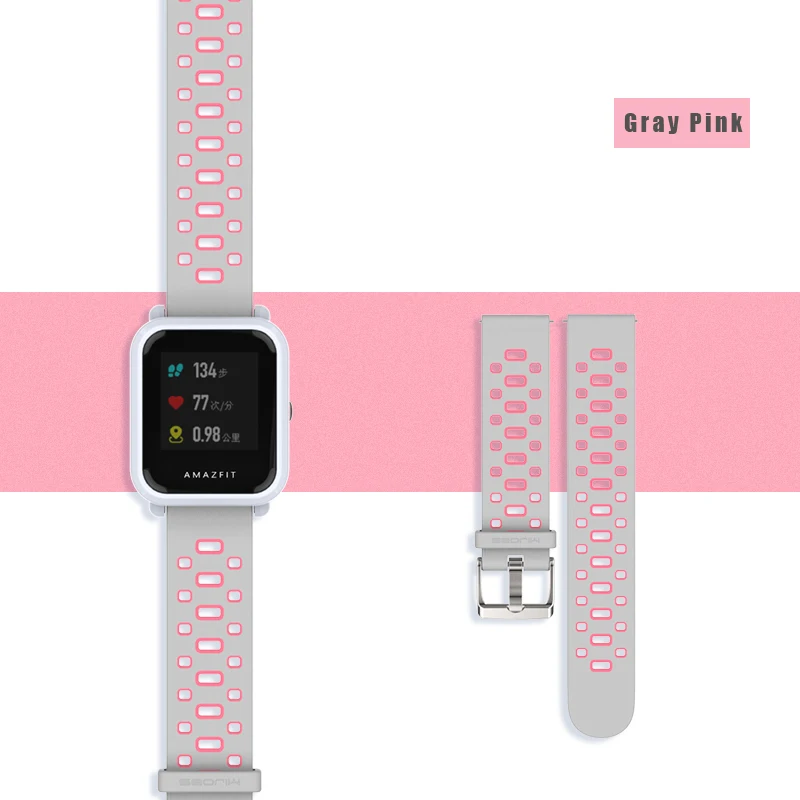 20 мм спортивный ремешок для часов Amazfit GTS силиконовый на запястье Xiaomi Huami Bip BIT Lite