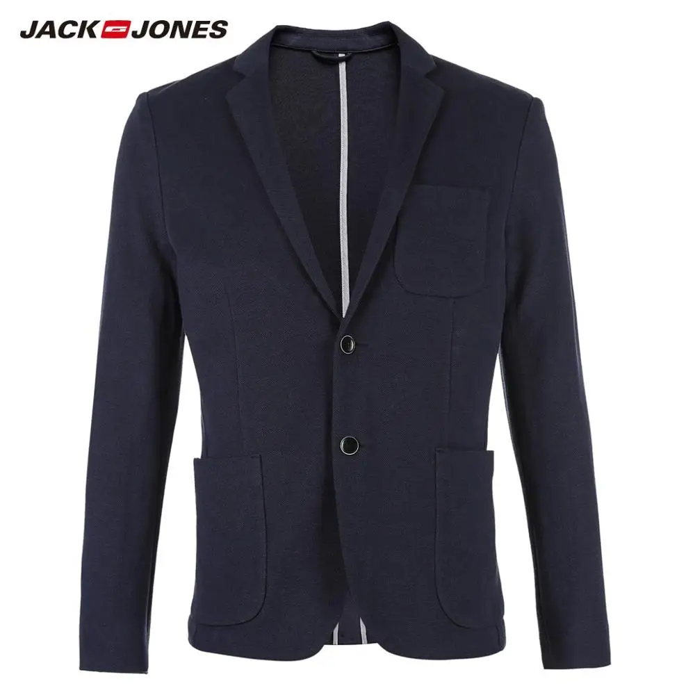 JackJones мужское эластичное приталенное трикотажное пальто из 100% хлопка с зубчатым
