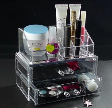 Слой 2 jewelry box Акриловые Косметические Организатор Ящика Макияж Чемодан Вставить
