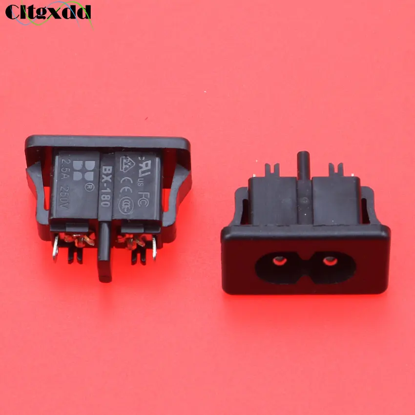 Cltgxdd 1PCS AC 250V 2.5A IEC320 C8 Male 2 Pins Power Inlet Socket Panel Embedded Black White | Обустройство дома