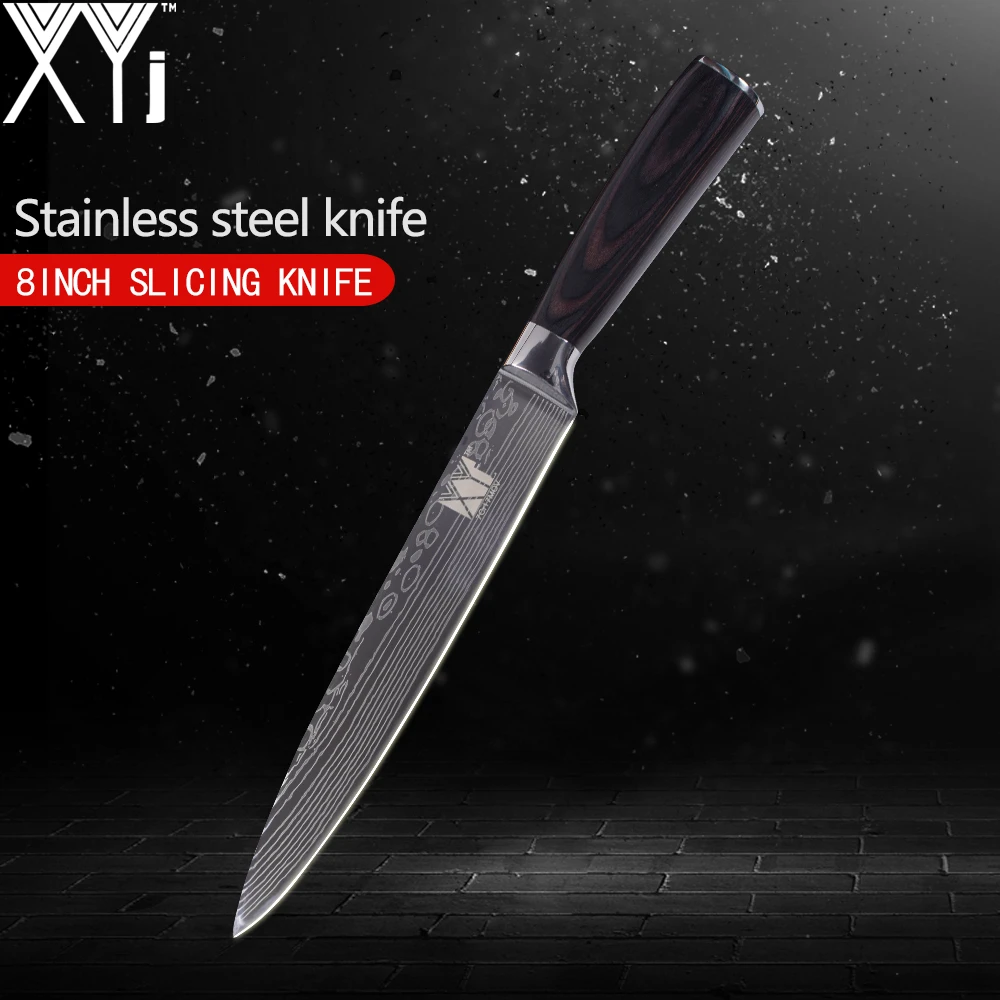 XYj одиночный нож из нержавеющей стали 3 5 7 8 дюймов кухонный с красивым рисунком