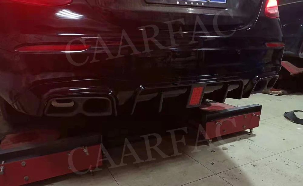ABS автомобиль диффузор губа на задний бампер с выхлопом 4 выхода для Mercedes Benz E Class
