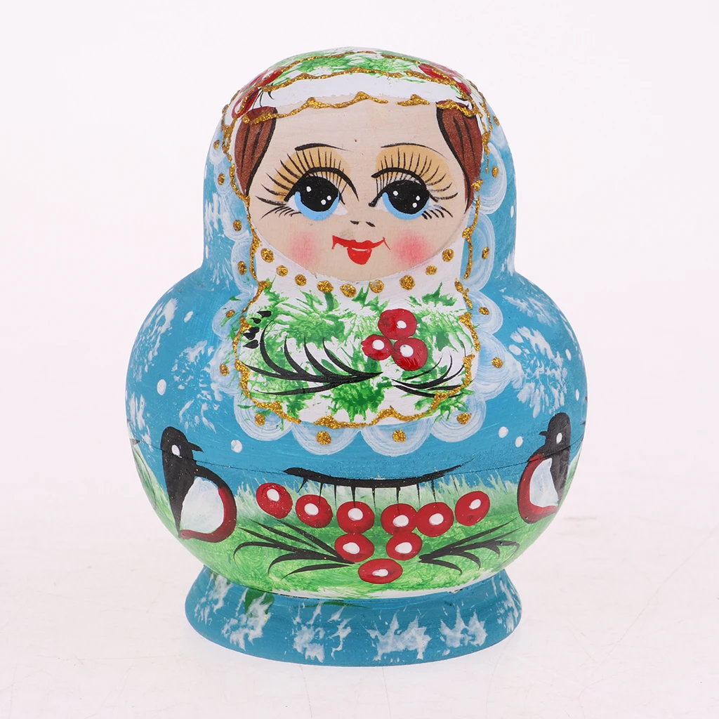 Девушка Русская Матрешка-младенец, Матрешка, набор кукол, 10 шт., синие рождественские украшения для подарков