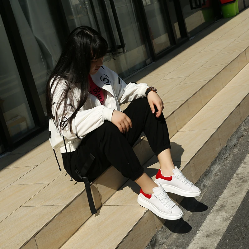 Женские кожаные кроссовки размера плюс 42 женские из натуральной кожи