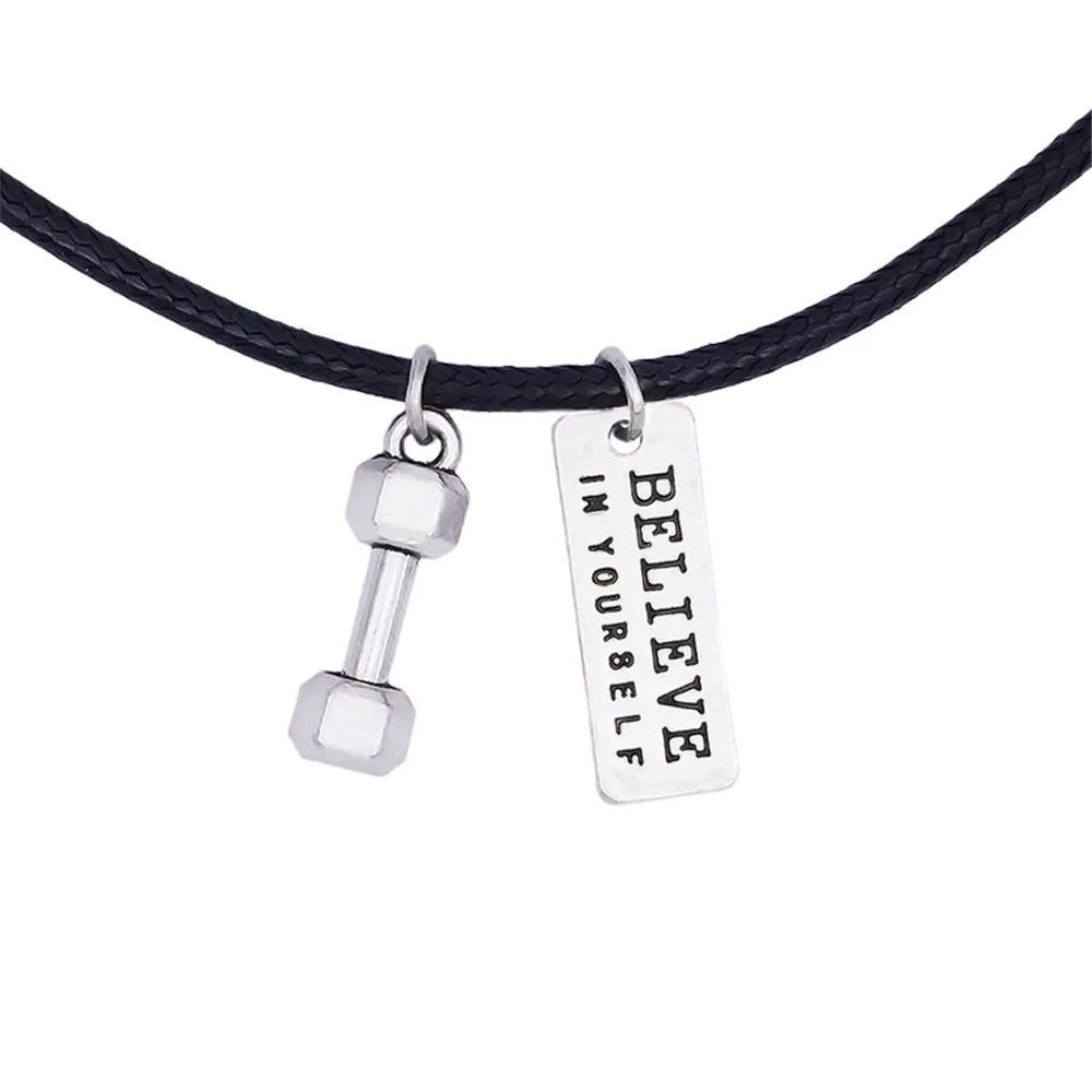 10 шт./лот из сплава верите в себя гантели для тренажерного зала фитнес подвески