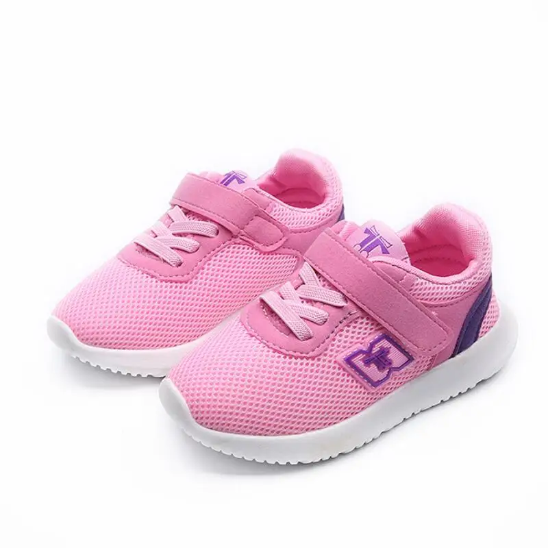 Розовый SKHEK Children Sport Shoes Autumn Spring New Fashion Breathable Kids Boys Air Mesh Shoes Girls Anti-Slippery Sneakers Baby Shoe - Цвет: Розовый