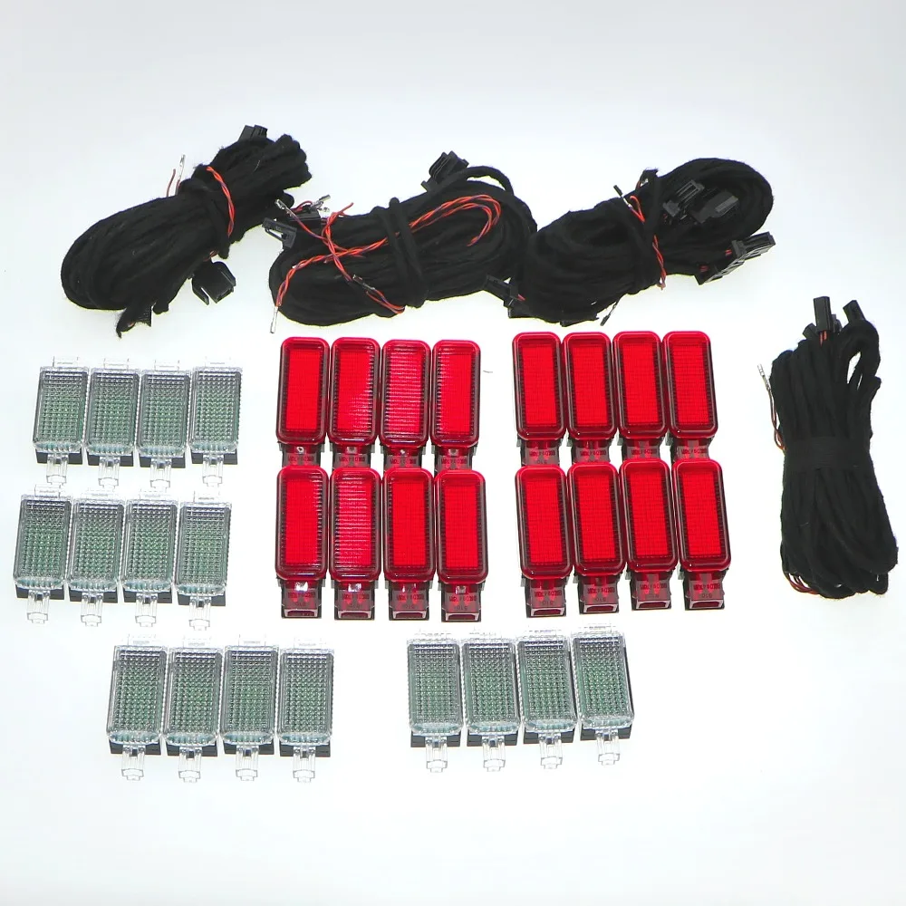 

4 компл дверная табличка Предупреждение светильник + светодиодный подкладке для ног светильник s + кабельный жгут для Q3 Q5 Q7 A3 A4 S4 A6 S6 RS7 3AD947409 ...