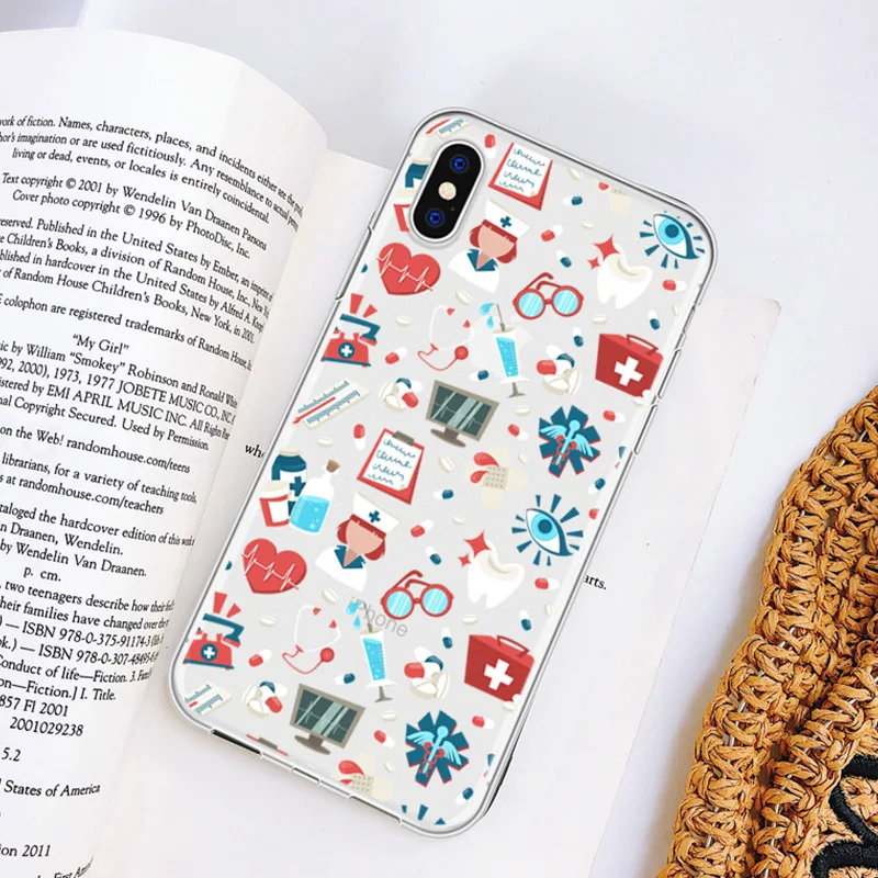 DIFFRBEAUTY милый медицинский чехол для iPhone 5 6 6S X XR MAX Plus прозрачный 8 7 Plus|Бамперы| |