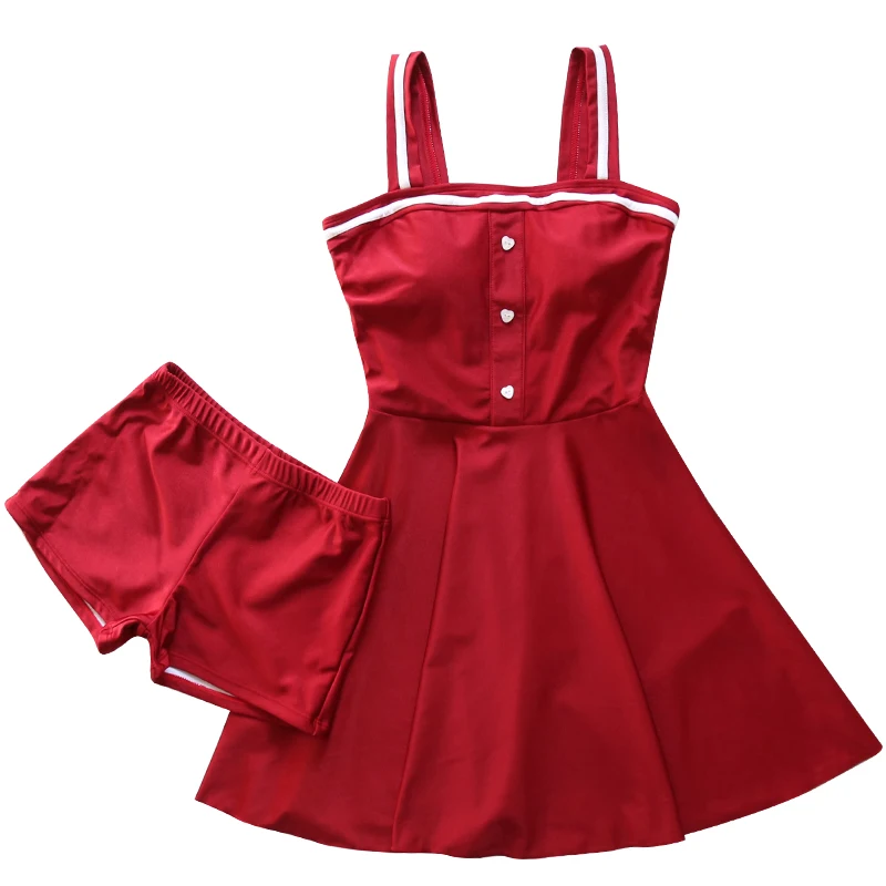 Женские красные Танкини с женскими шортами купальный костюм юбкой одежда для