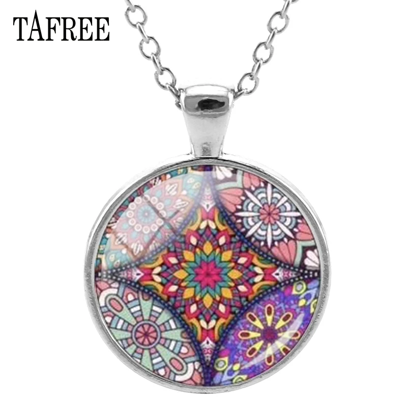 TAFREE красочные серьги Henna Mandala красивое женское ожерелье украшение на шею