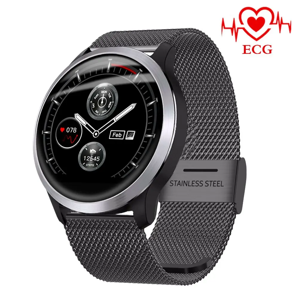 black metal LEMFO Z03 Smart Watch Men PPG+ ECG IP68 Waterproof Heart Rate Blood Pressure Sport Smartwatch For Android IOS Phone - Цвет: black metal