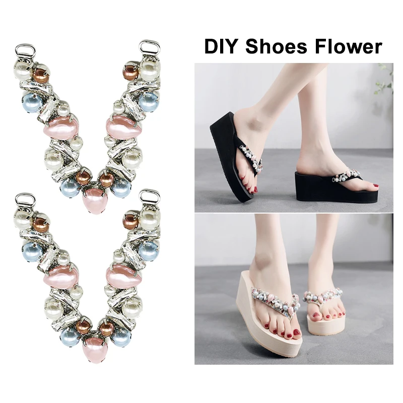 2019New 10 шт. Розовый Капля Стразы в стиле разъемы/Пряжка для DIY флип флоп сандалии
