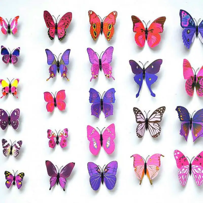 10x12 шт. в наборе пвх наклейки на стену виде бабочек 3D украшения для свадебной