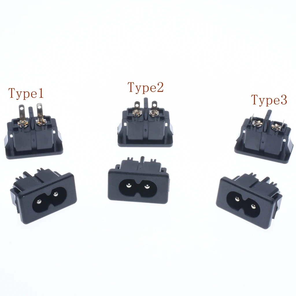 

10Pcs AC250V 2.5A IEC320 C8 Male 2 Pins Black Power Inlet Socket Panel Embedded