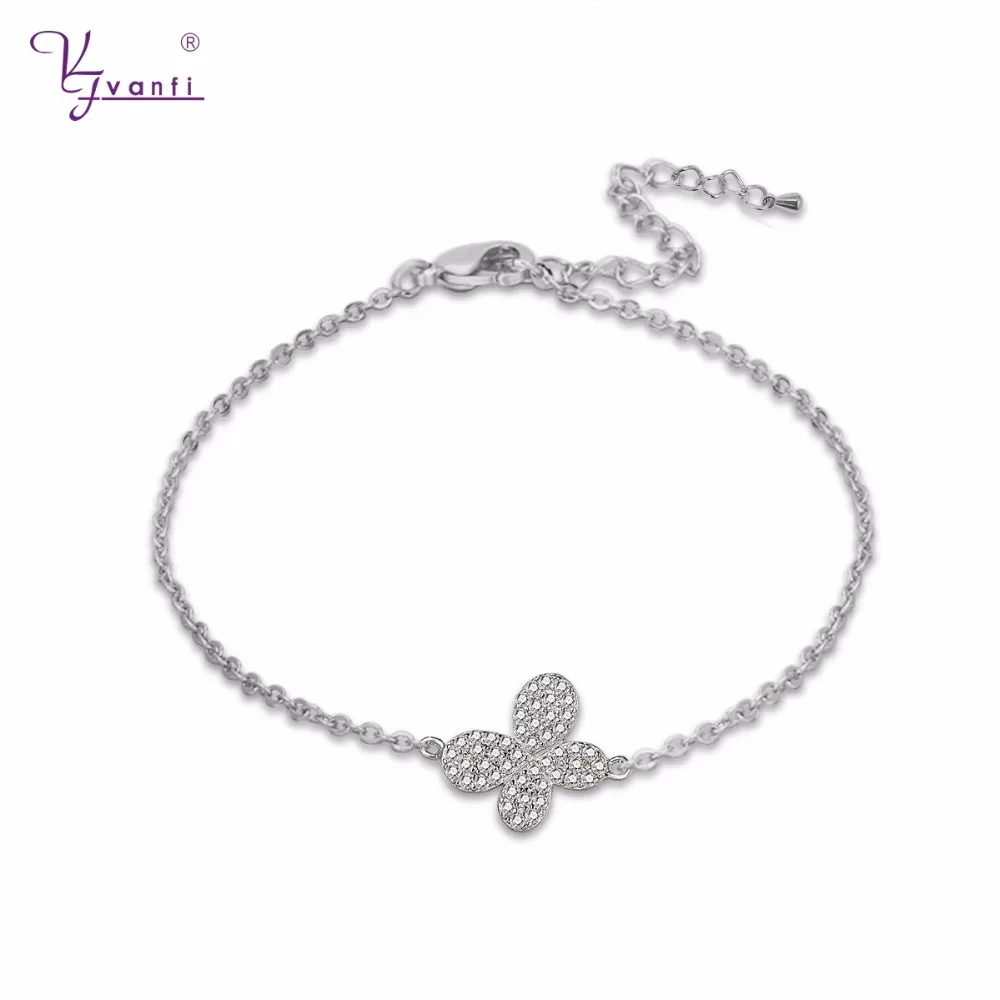 

New Style Women Best Friend Silver Plated Bracelet Dainty Cute Shiny Butterfly Bracelets For Women Gift