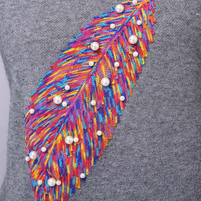 Женский вязаный свитер осень 2020 новый пуловер с бусинами Свитера длинным рукавом