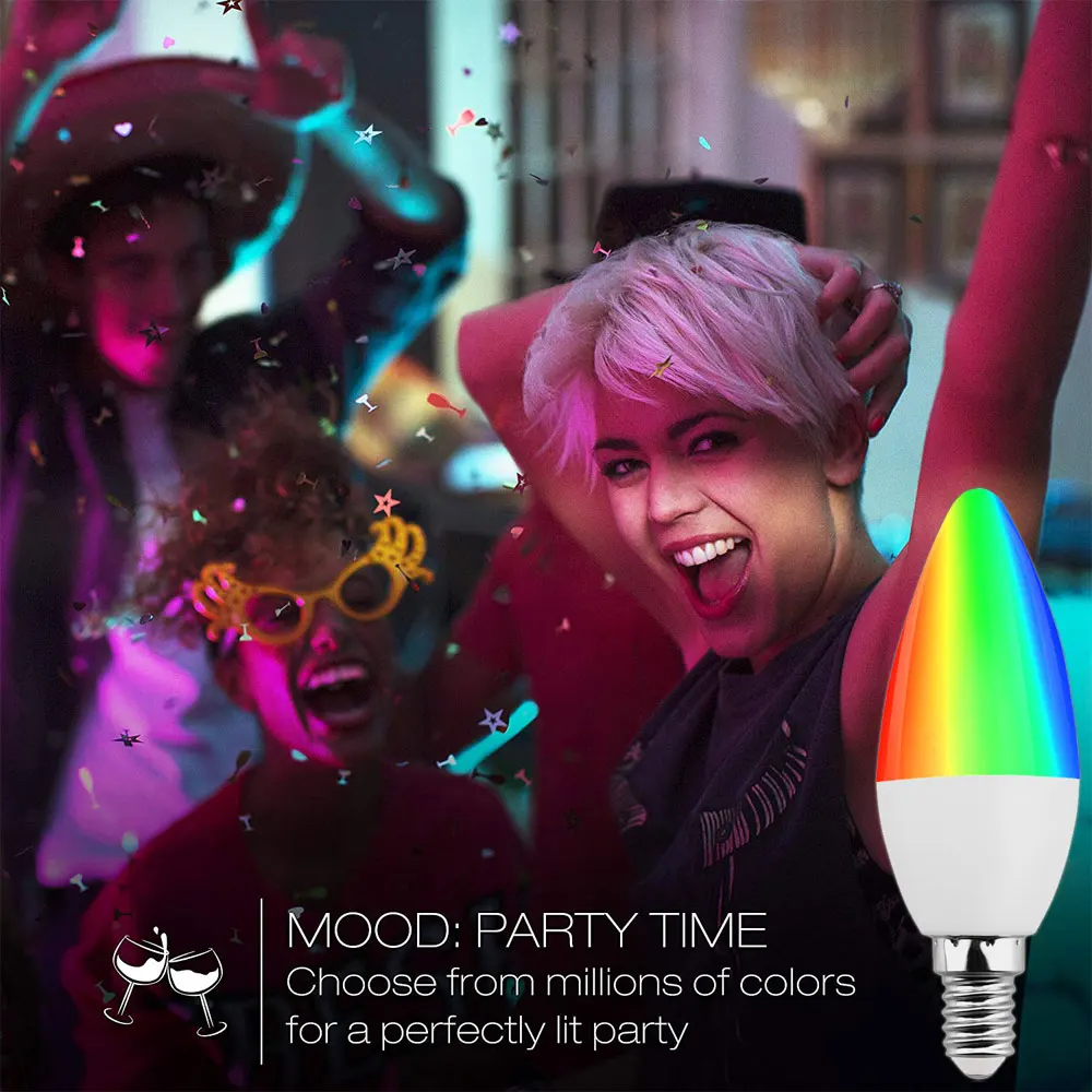E12 E14 E26 E27 B22 RGB светильник 3 Вт C35 Цвет Изменение светодиодные лампочки канделябры