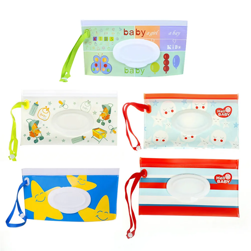 

Eco-friendly Easy-carry Snap-strap Wipes Container Clutch and Clean Wipes Carrying Case Wet Wipes Bag Clamshell Cosmetic Pouch