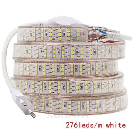 276leds white 276 светодиодов/м трехрядная Светодиодная лента 2835, 220 В, 240 в, водонепроницаемая светодиодная лента, теплый белый свет, домашнее декоративное освещение, Новинка - Испускаемый цвет: 276leds white