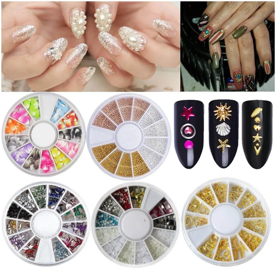 Набор для украшения ногтей Addfavor Стразы блестящая перламутровая лента линия