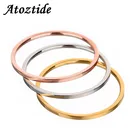 Парные кольца Atoztide из нержавеющей стали женские, простые гладкие полированные антиаллергенные обручальные украшения из розового золота, 1 мм
