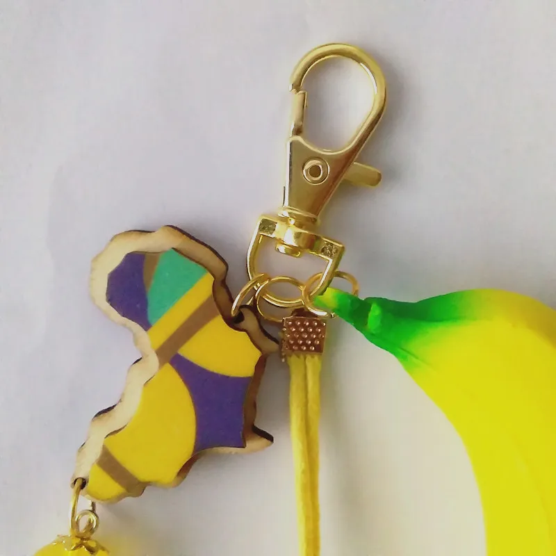 12pcs/lot PU Banana Key Chain Yellow Wooden Afica Map Keyring Wood Smile &amp Suede Tassel Bag Car Ring DIY Craft Gifts | Украшения и