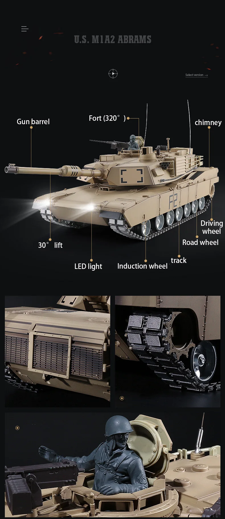 1:16 2,4 Ghz US RC M1A2 Abrams Tanque de batalla главный пульт дистанционного управления tanque de batalla humo y sonido детская игрушка Подарки