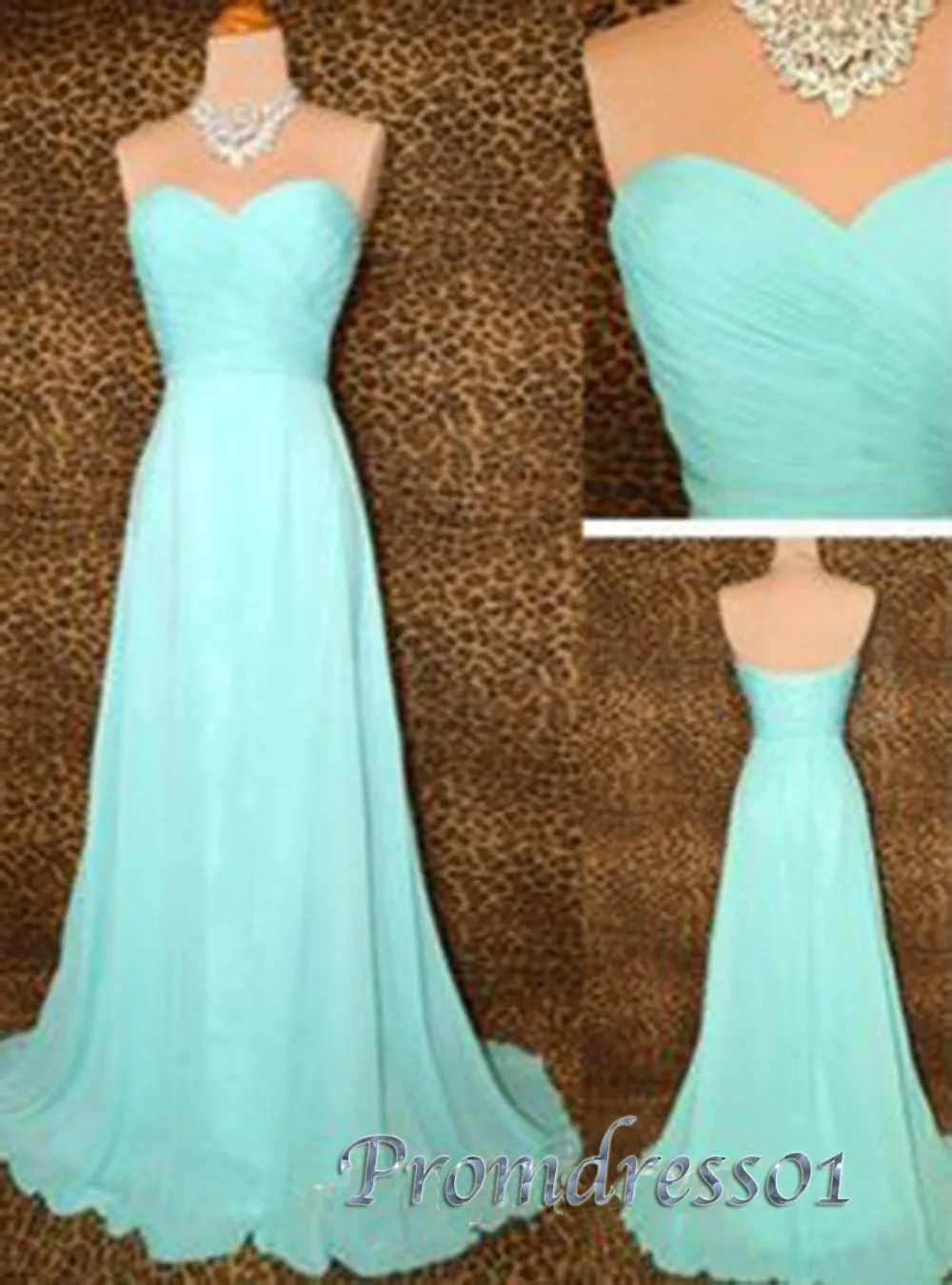 

Valuable Formal Party Evening Gown Sweetheart Sleeveless Pleat BlueFloor Length Chiffon Prom Dress