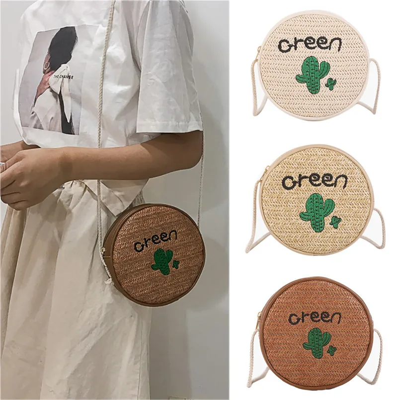 Women Straw Wild Messenger Bag Fashion Shoulder Small Round bag bags Casual S1 | Багаж и сумки