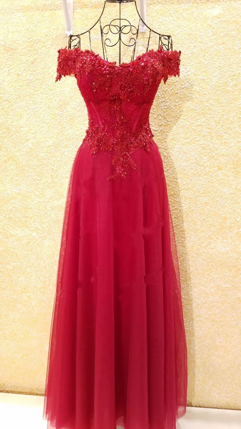 LS32780 красный Линия вечернее платье возлюбленной с плеча зашнуровать назад цветы
