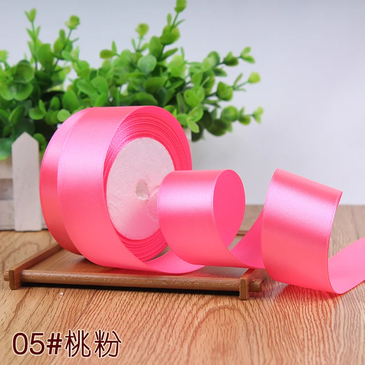 peach 25 ярдов 6/10/15/20/25/40/50 мм атласными лентами DIY искусственный шелк розы Ремесла поставок швейной фурнитуры Скрапбукинг Материал - Цвет: peach