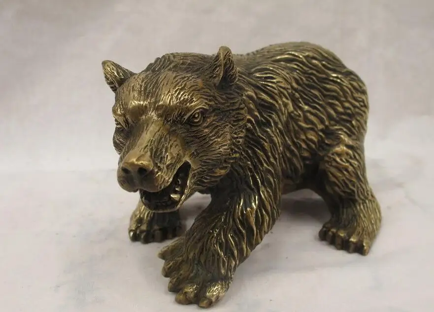 Chinese Folk Copper carving Brown Bear Family Decor art Statue | Дом и сад