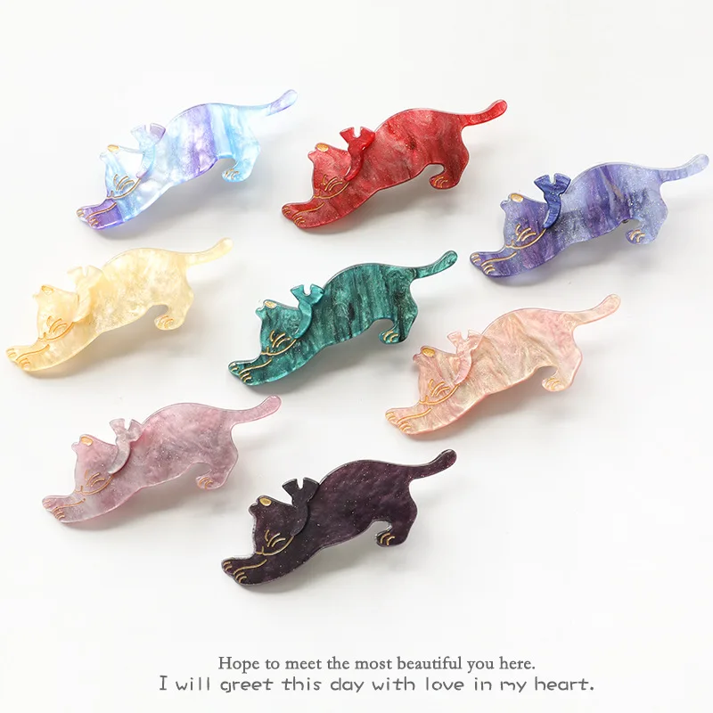 

2019 New Young Girls Hairpins Elegant lady Acrylic Hair Clips 5pcs Girls Headwer Cute Cat Shape Fashion Hair Accessory